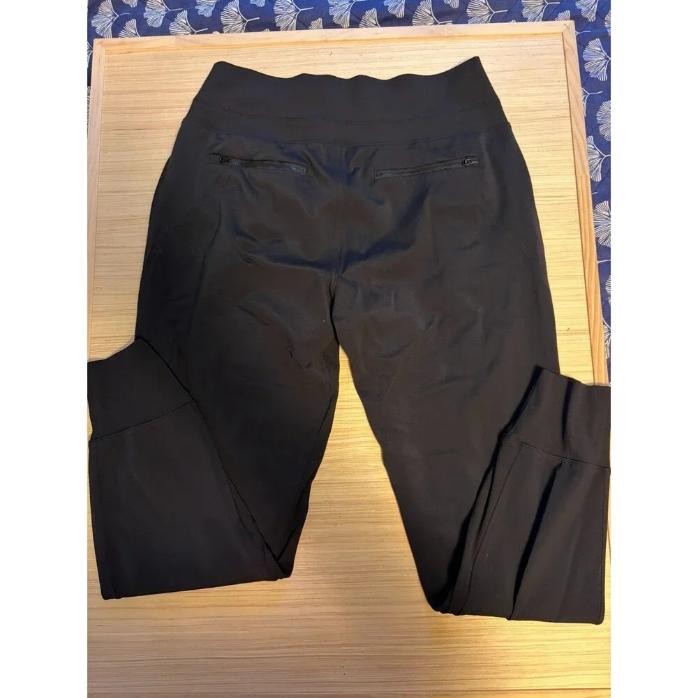 Athleta Women’s Black Jogger Pants Size L Tapered Zip Pockets Athletic